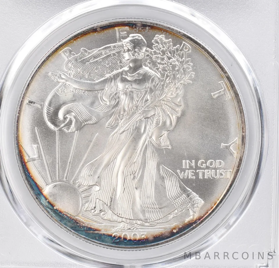 2003 American Silver Eagle MS68 PCGS Peripheral Tone *1225