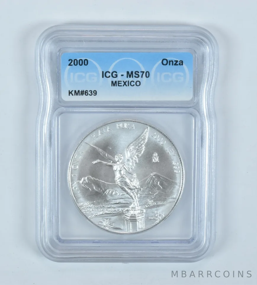 2000 Mo Mexico 1 Onza Silver Libertad MS70 ICG