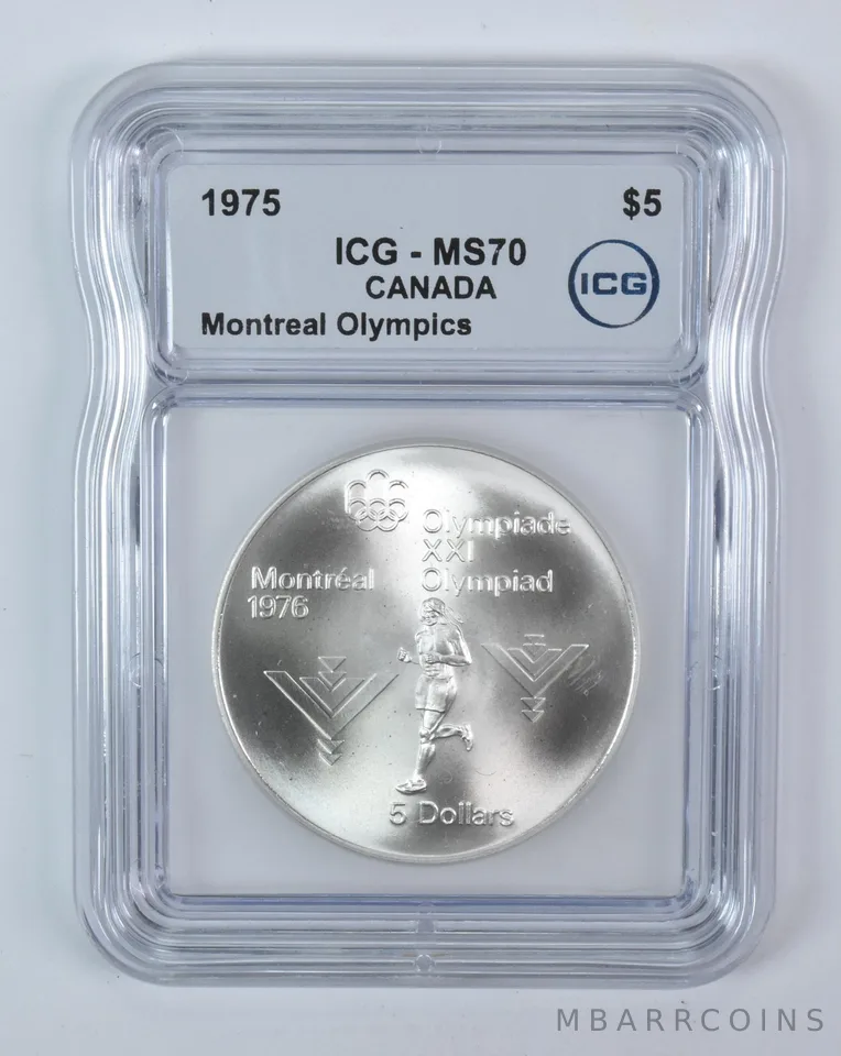 1975 Canada 5 Dollars Silver Montreal Olympics Marathon MS70 ICG