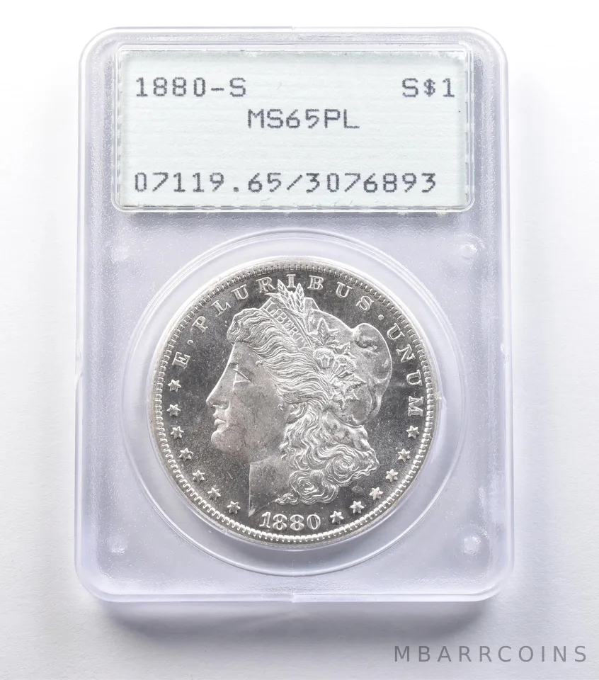 1880-S Morgan Silver Dollar MS65 PL PCGS Rattler *9558