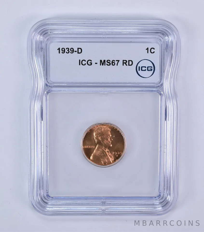 1939-D Lincoln Wheat Cent MS67 RD ICG