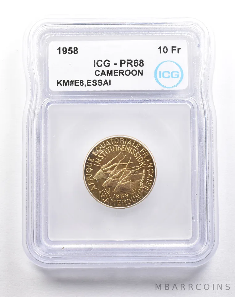 1958 Cameroon 10 Francs KM#E8 Essai PR68 ICG *5507