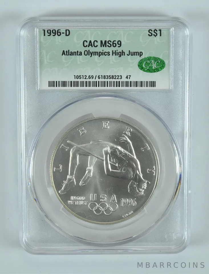 1996-D Olympic High Jump Commemorative Silver Dollar MS69 CAC CACg