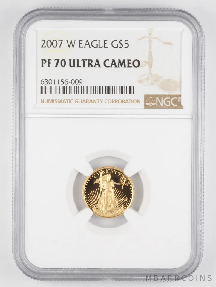 2007-W $5 American Gold Eagle 1/10 Oz Gold PF70 UCAM NGC