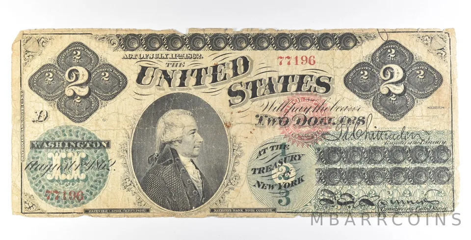 1862 $2 Legal Tender Large Note Red Seal *5619