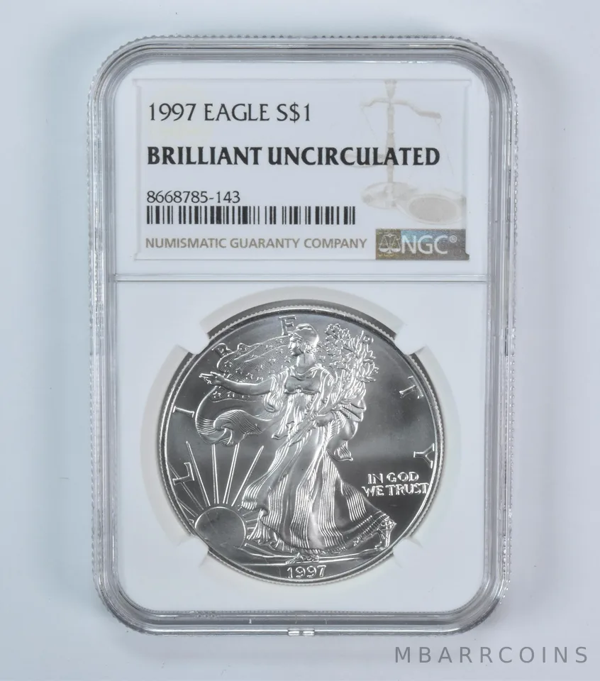 1997 American Silver Eagle BU NGC Brown Label