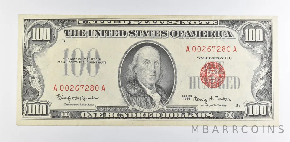 1966 $100 US Legal Tender Note Red Seal *9887