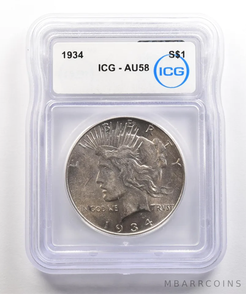 1934 Peace Silver Dollar AU58 ICG *5395
