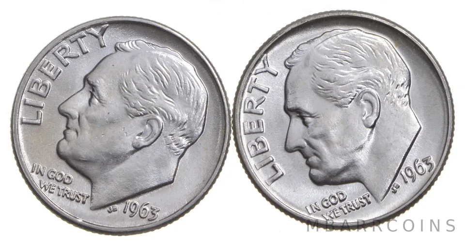 Choice Unc 1963 P+D Roosevelt Dime Gem BU Collection Lot Set