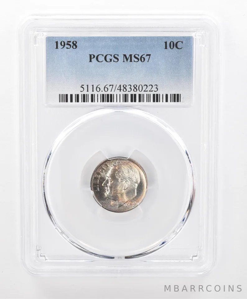1958 Roosevelt Dime MS67 PCGS Beautiful Tone *2786