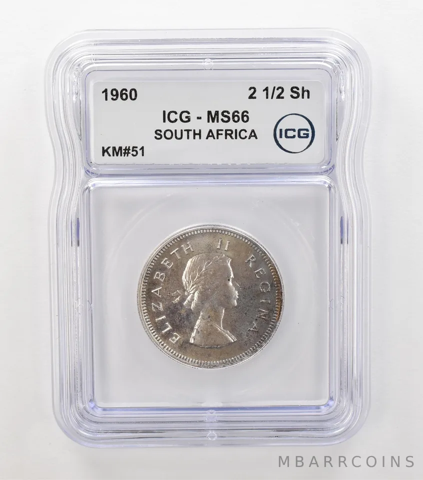 1960 South Africa 2 1/2 Shilling KM#51 MS66 ICG Beautiful Tone Reverse *6886