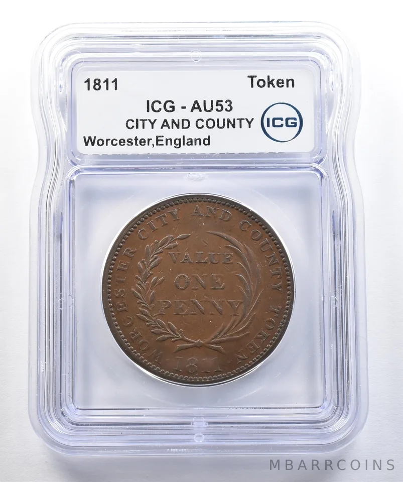 1811 Great Britain Half Penny Token Worcester City And County AU53 ICG *7794