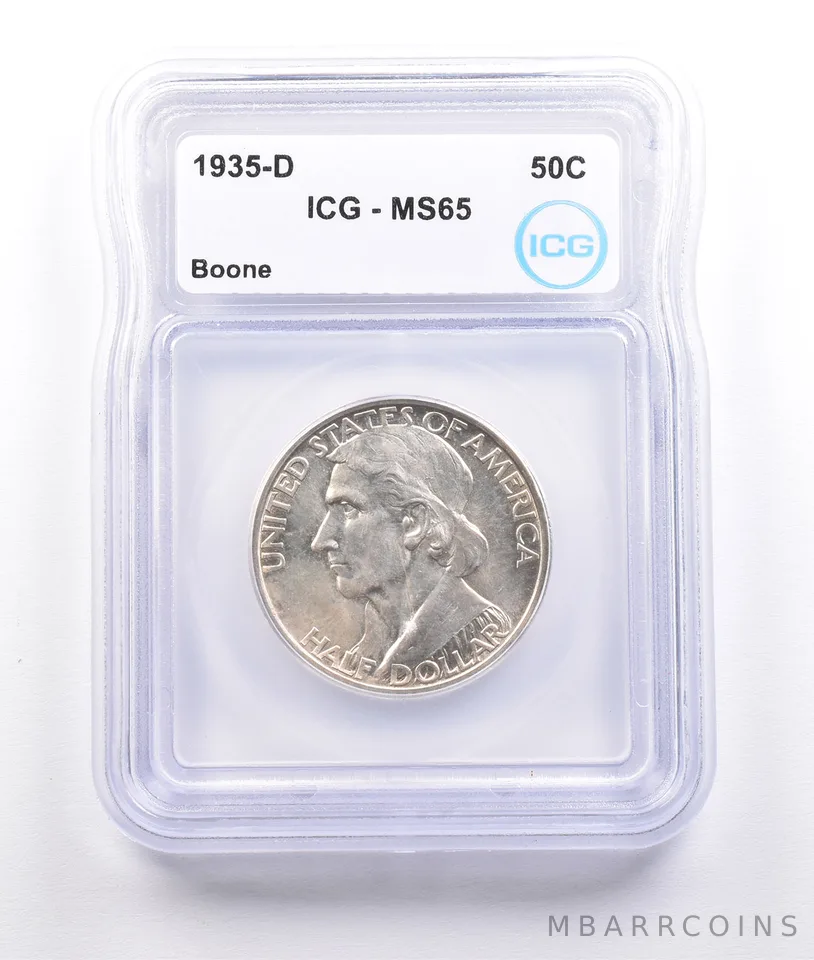 1935-D Boone Commemorative Half Dollar MS65 ICG a6863