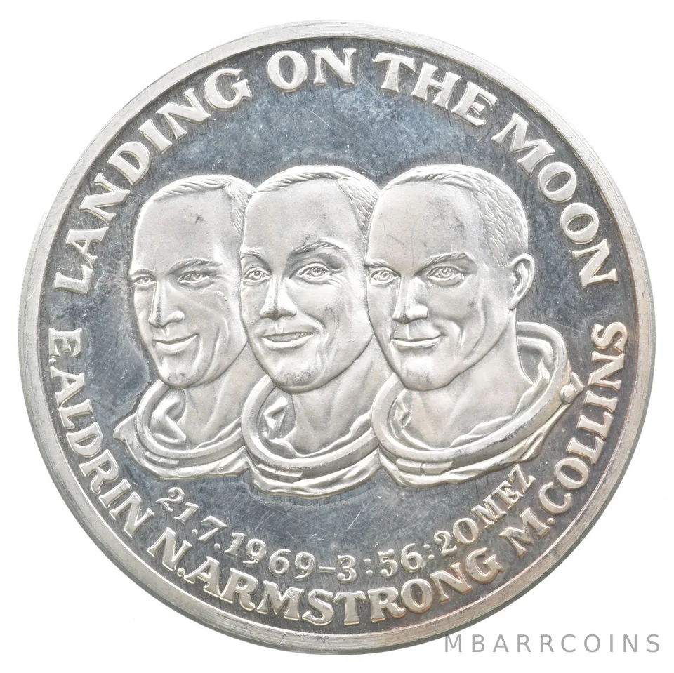 Landing On The Moon Aldrin Armstrong Collins 49.8 g Silver Art Round *6385