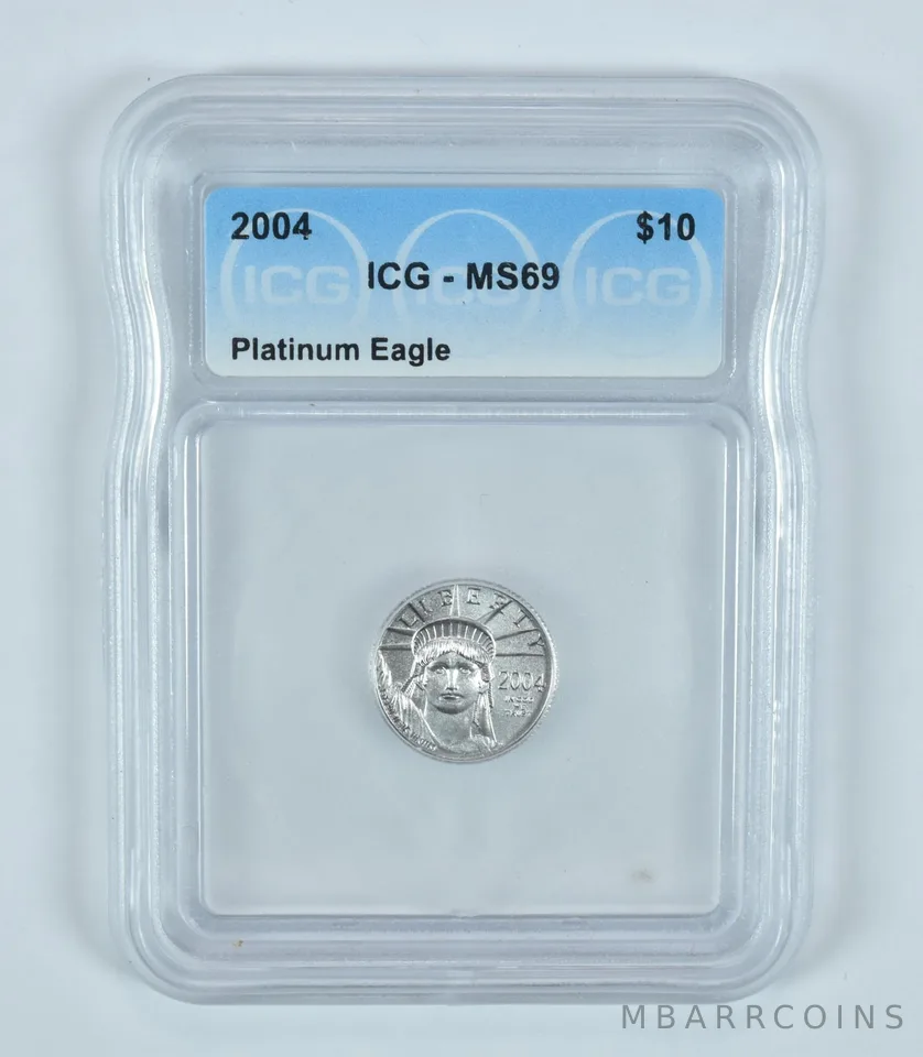 2004 $10 American Platinum Eagle 1/10 Oz 0.1 Oz Platinum MS69 ICG