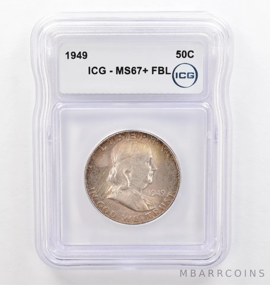 1949 Franklin Half Dollar MS67+ FBL ICG Beautiful Tone *0240