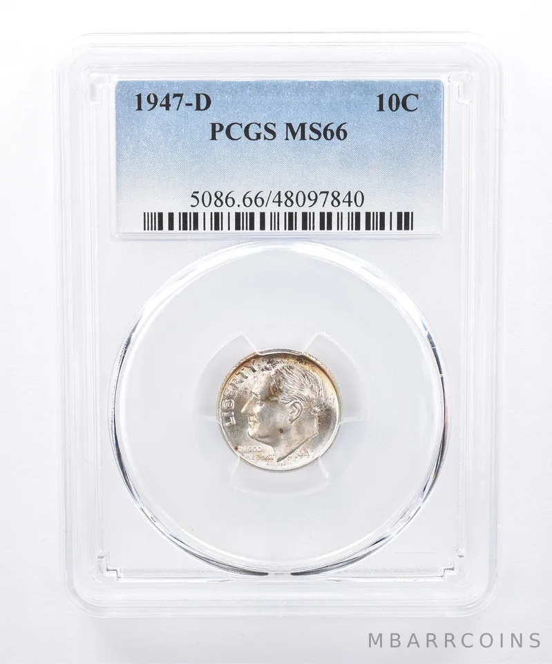 1947-D Roosevelt Dime MS66 PCGS Beautiful Tone *8367