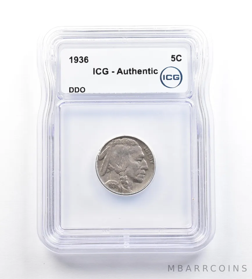 1936 Indian Head Buffalo Nickel DDO Authentic ICG *9178