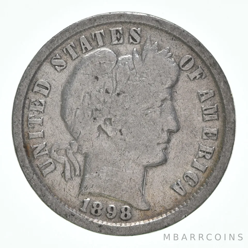 1898-P Barber Dime 90% Silver Average Circ