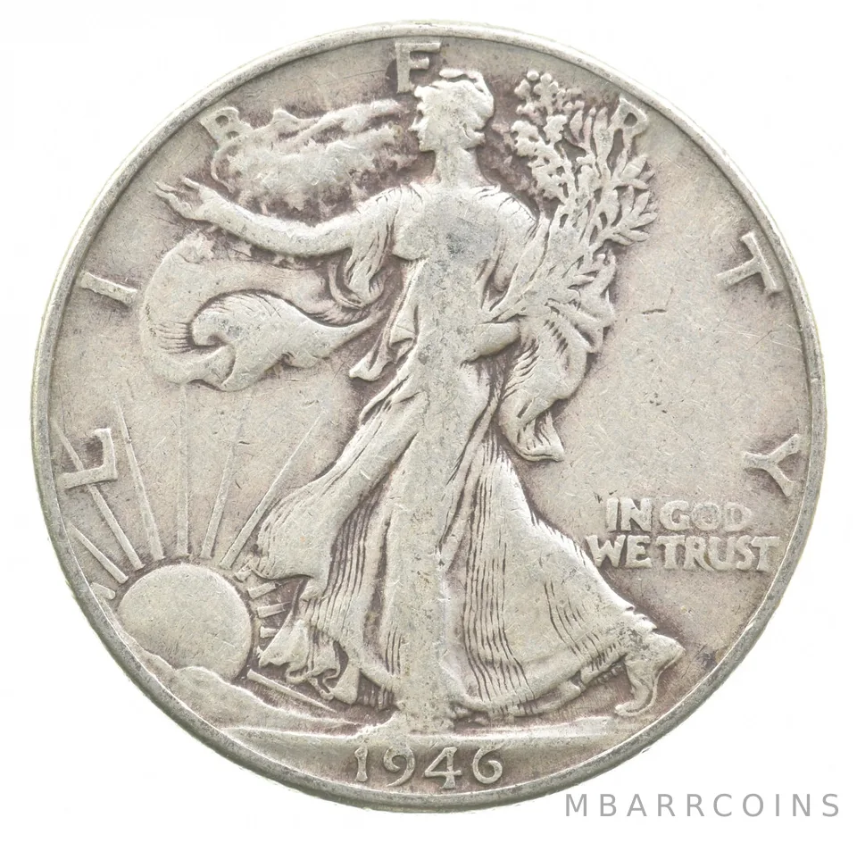 1946 Walking Liberty Half Dollar DDR Double Die Reverse a3202