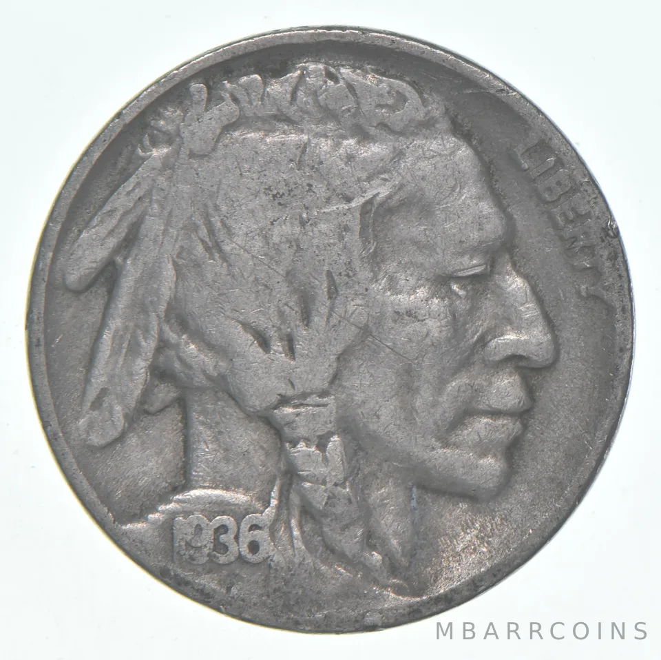 1936-D Indian Head Buffalo Nickel Average Circ