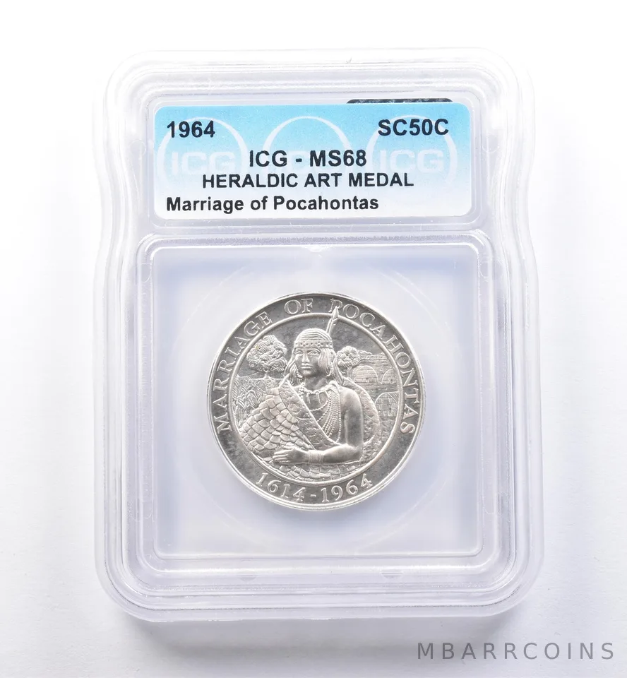 1964 So Called Half Dollar Marriage Of Pocahontas MS68 ICG *8435