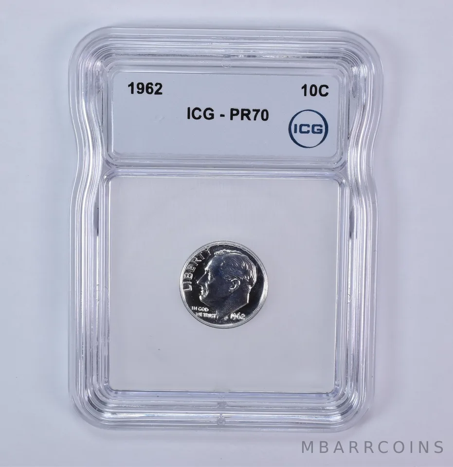 1962 Roosevelt Dime PR70 ICG