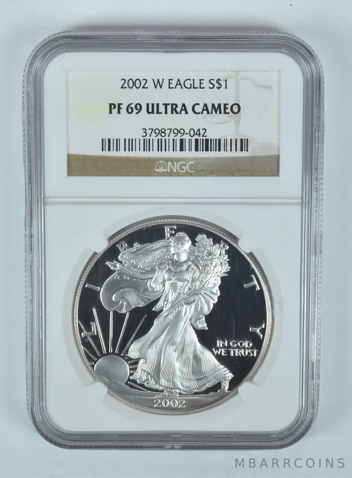 2002-W American Silver Eagle PF69 UCAM NGC Brown Label
