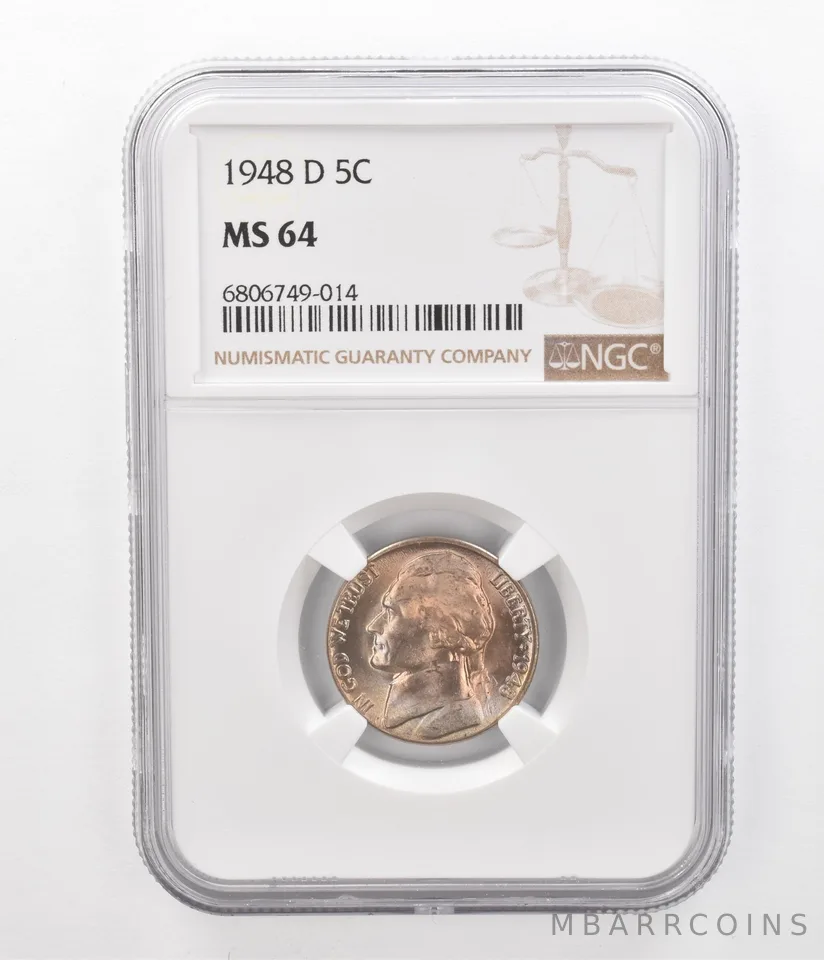 1948-D Jefferson Nickel MS64 NGC Beautiful Tone *2425
