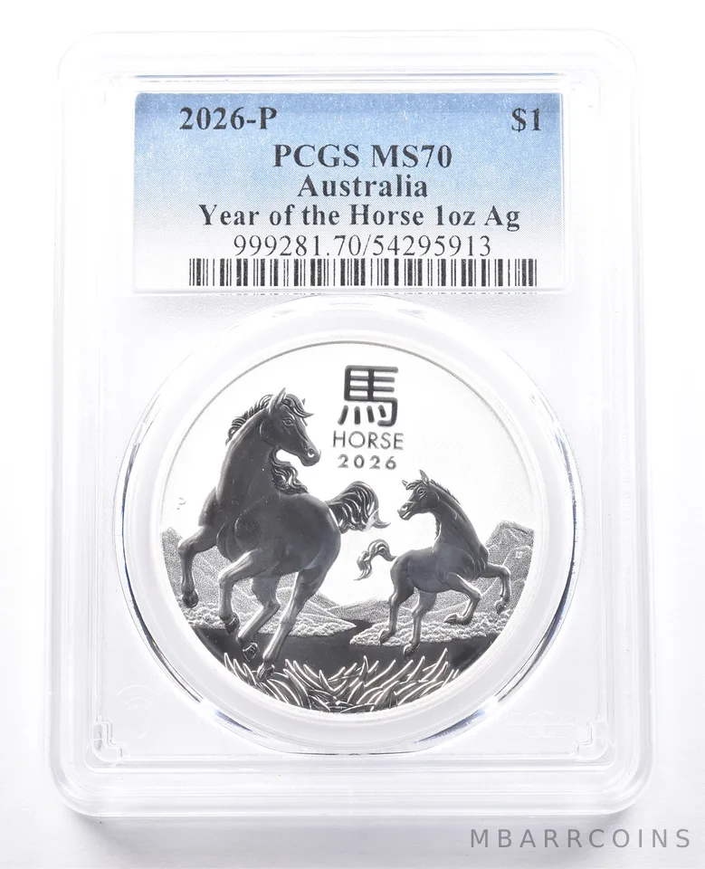2026 P Australia 1 Dollar Silver Year Of The Horse 1 Oz Silver MS70 PCGS