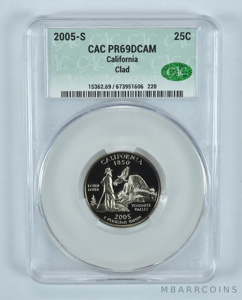 2005-S Washington State Quarter California CLAD PR69 DCAM CAC CACg