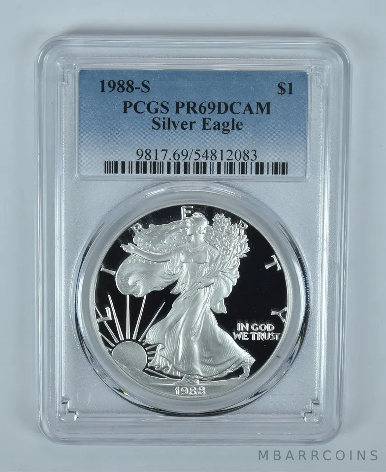 1988-S American Silver Eagle PR69 DCAM PCGS Blue Label