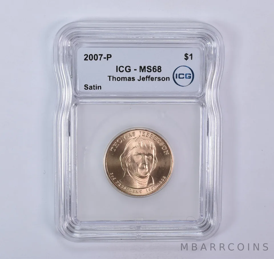2007-P Presidential $1 Thomas Jefferson SMS Satin MS68 ICG