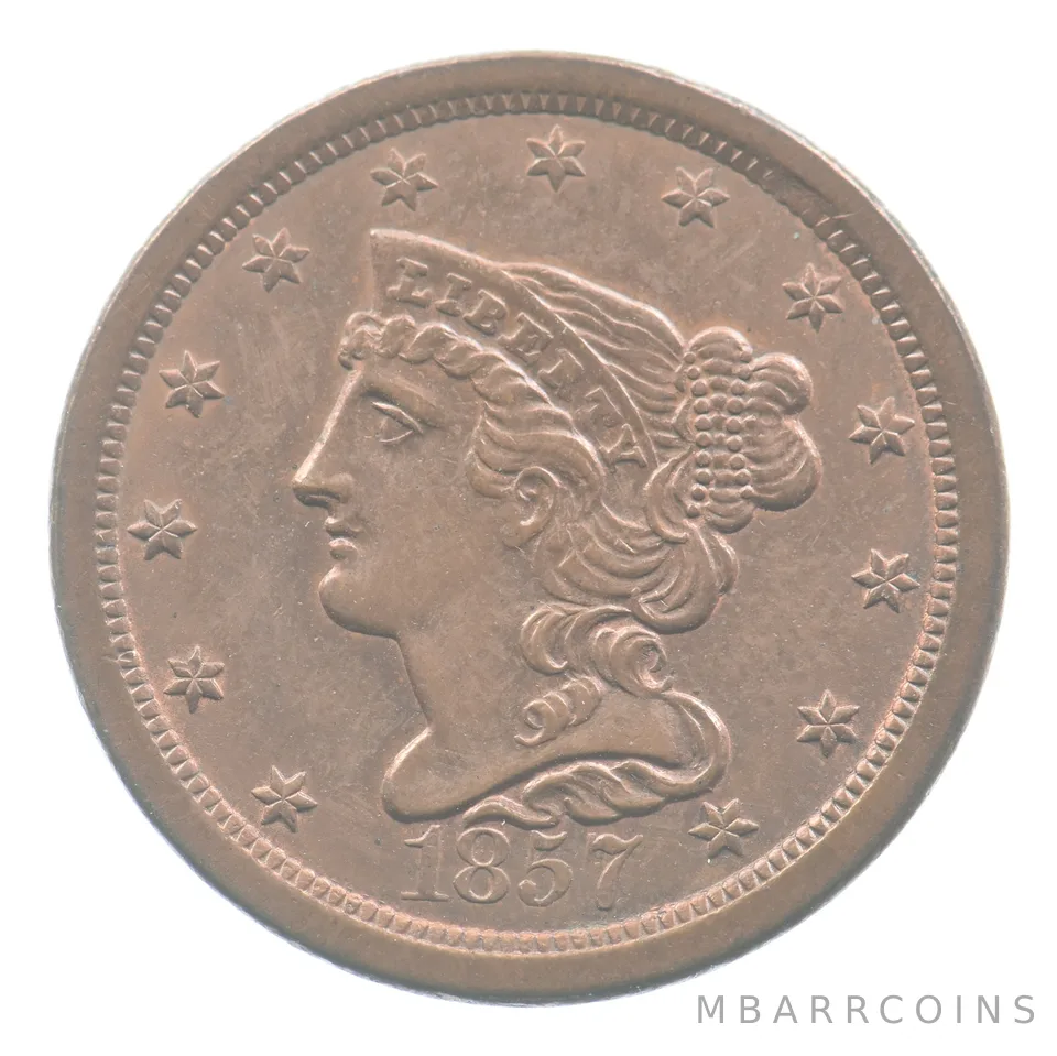 1857 Braided Hair Half Cent *9397
