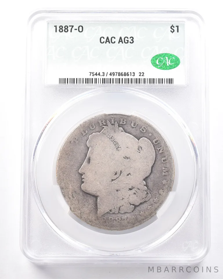 1887-O Morgan Silver Dollar AG3 CAC Lowball *7266