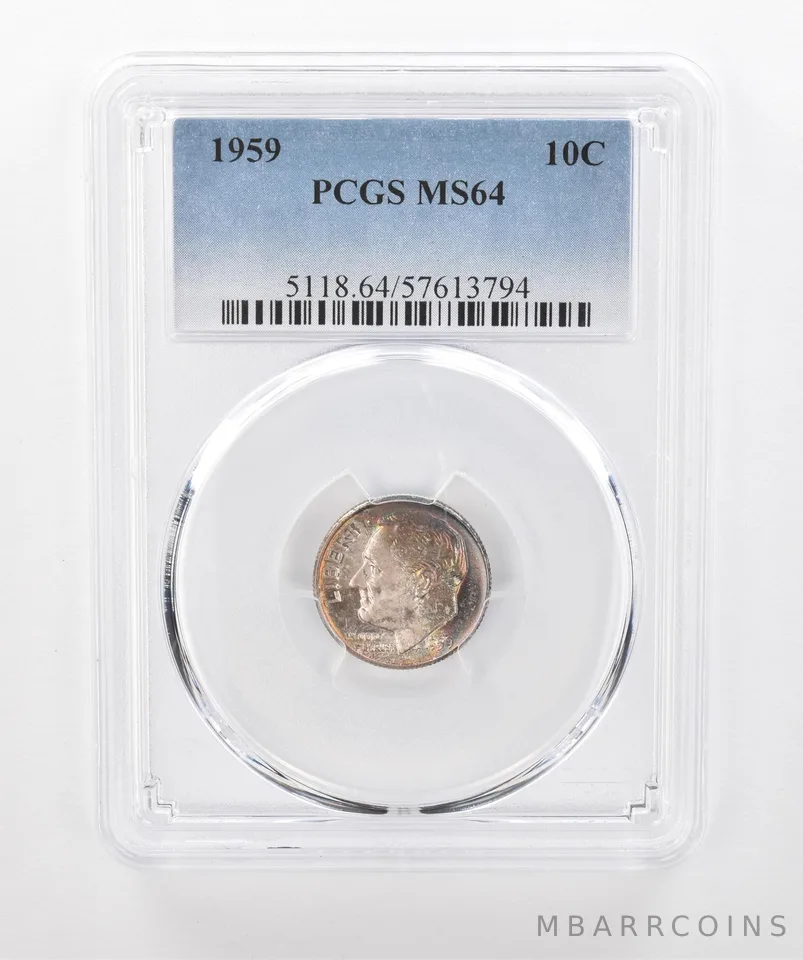 1959 Roosevelt Dime MS64 PCGS Beautiful Tone *1564