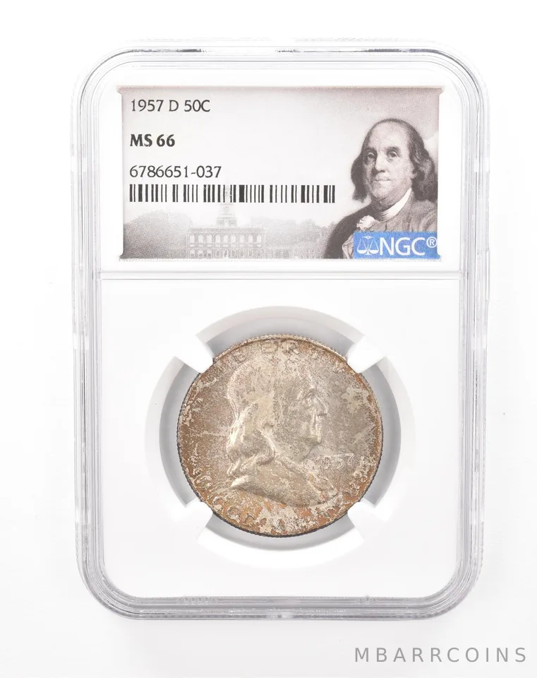 1957-D Franklin Half Dollar MS66 NGC Beautiful Mint Set Tone a6772