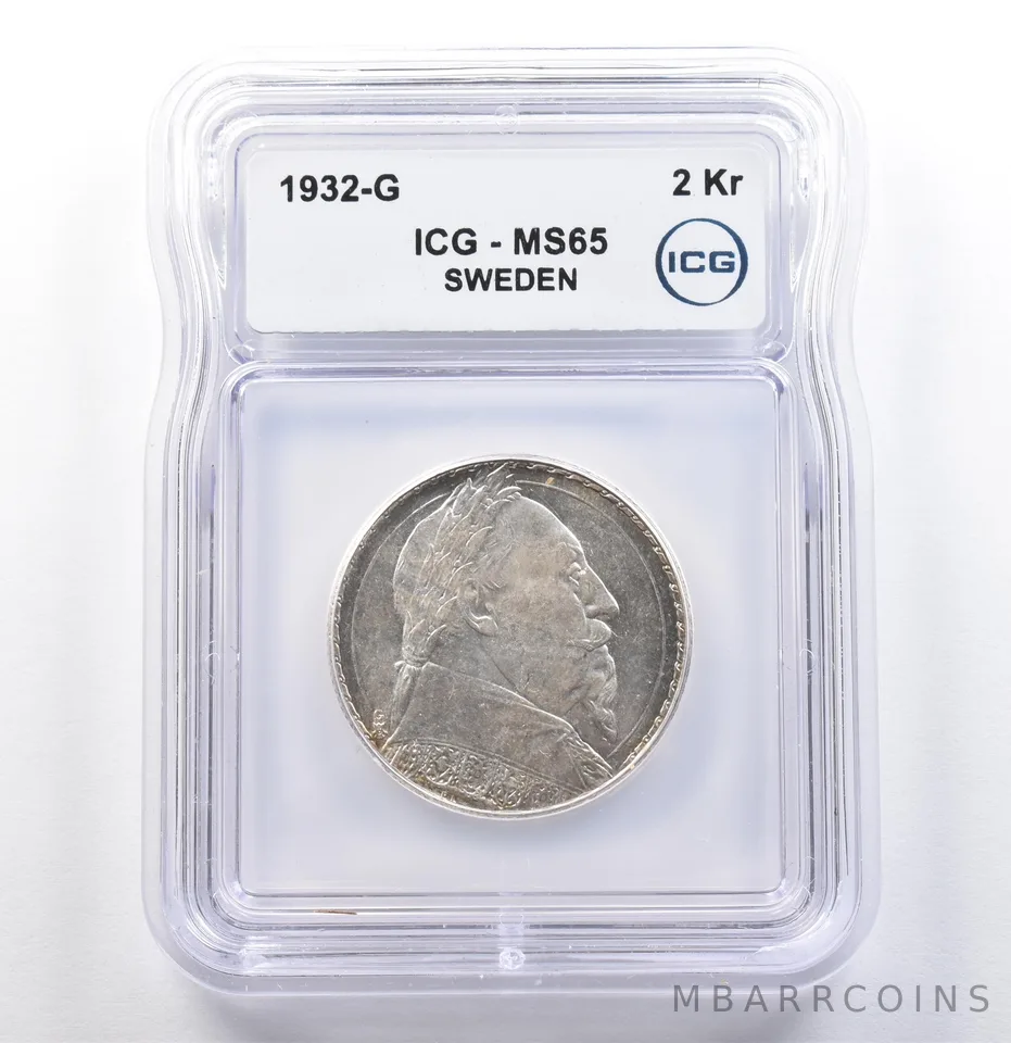 1932 G Sweden 2 Kronor MS65 ICG *9834