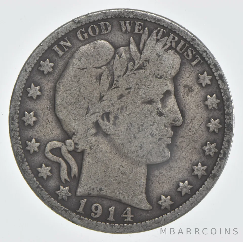 1914 (P) Barber Half Dollar 90% Silver VG Condition