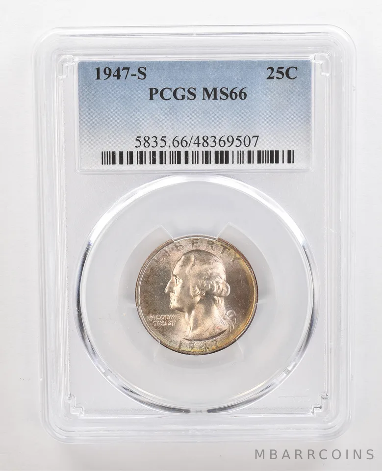 1947-S Washington Quarter MS66 PCGS Beautiful Tone Reverse *4379