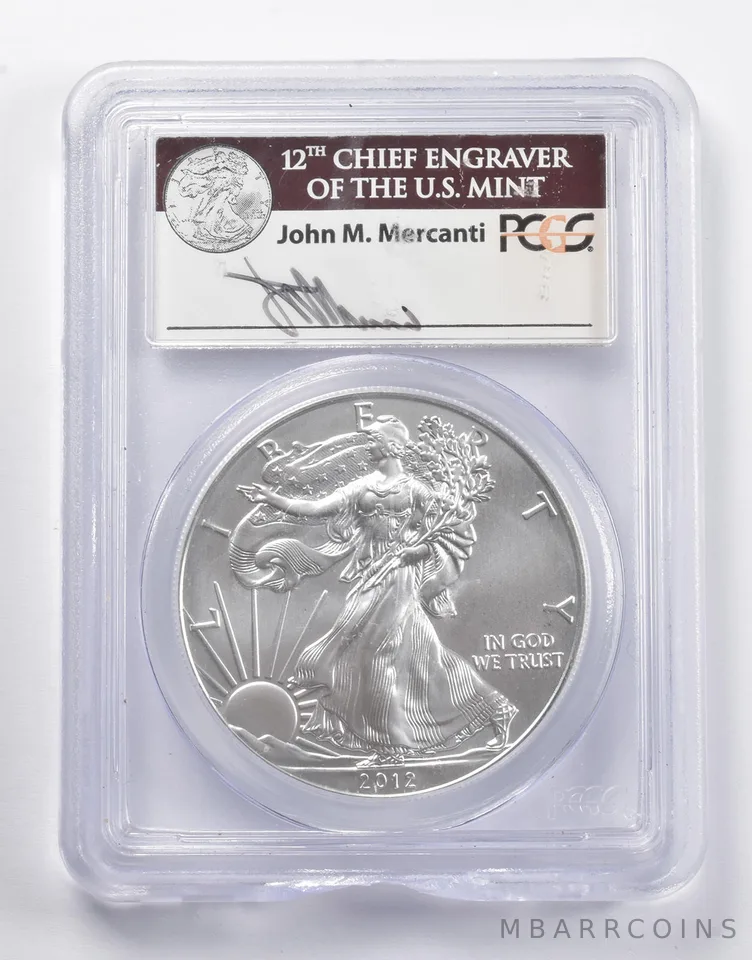 MS70 2012-W American Silver Eagle FS Signed Mercanti PCGS a5223