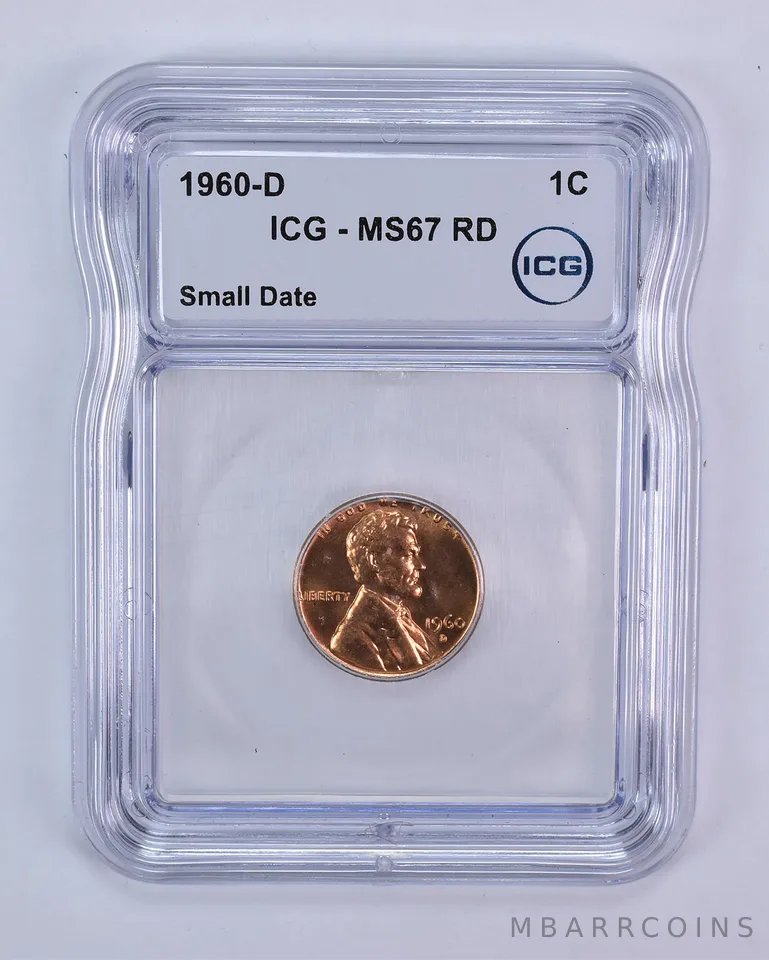 1960-D Lincoln Memorial Cent Small Date MS67 RD ICG