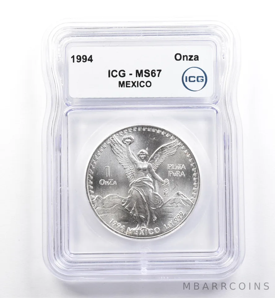 1994 Mo Mexico 1 Onza Silver Libertad MS67 ICG *0133