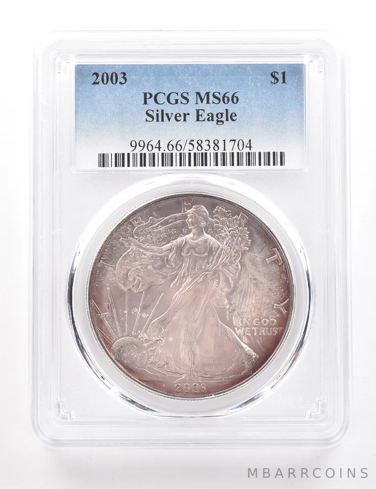 2003 American Silver Eagle MS66 PCGS Beautiful Tone *3417
