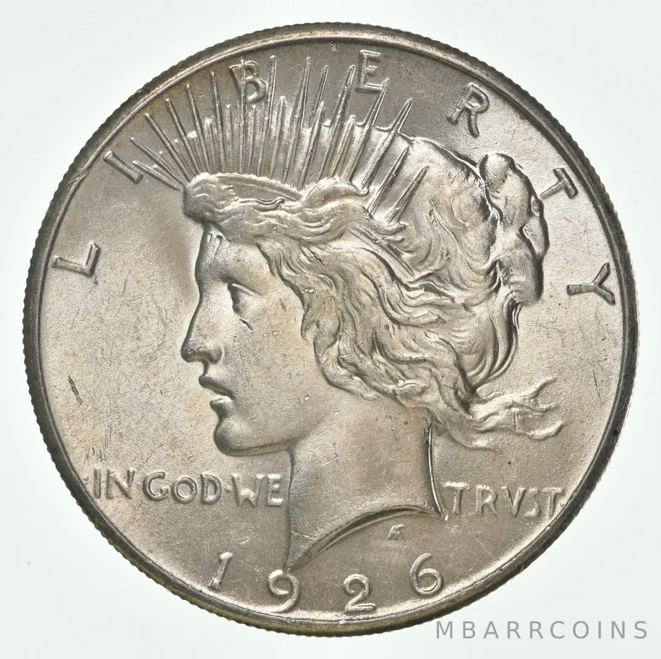 (1) BU 1926 (P) Peace Silver Dollar $1 Unc MS 90% - Dripping with Luster