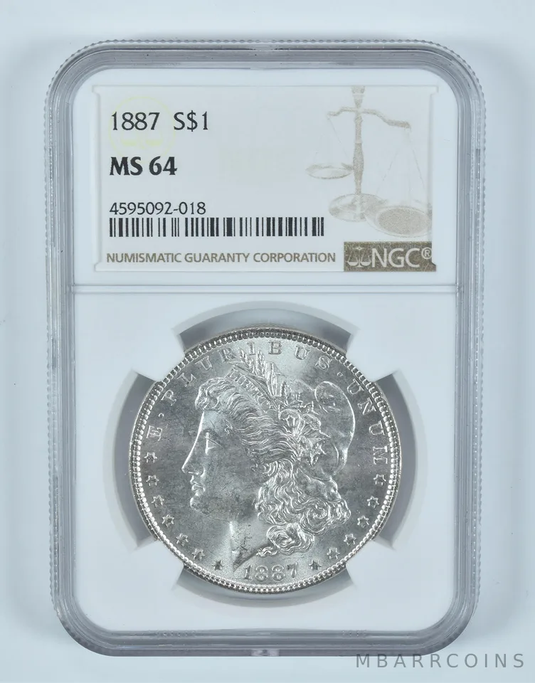 1887 Morgan Silver Dollar MS64 NGC Brown Label