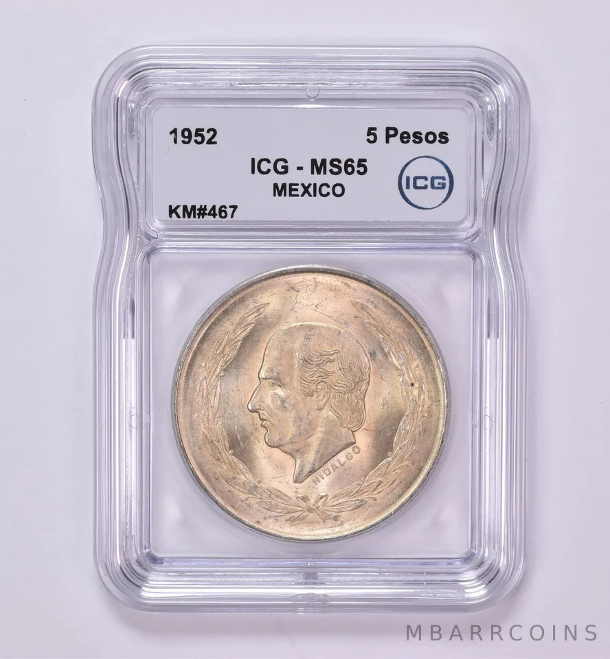 1952 Mexico 5 Peso KM#467 MS65 ICG Beautiful Tone *0442