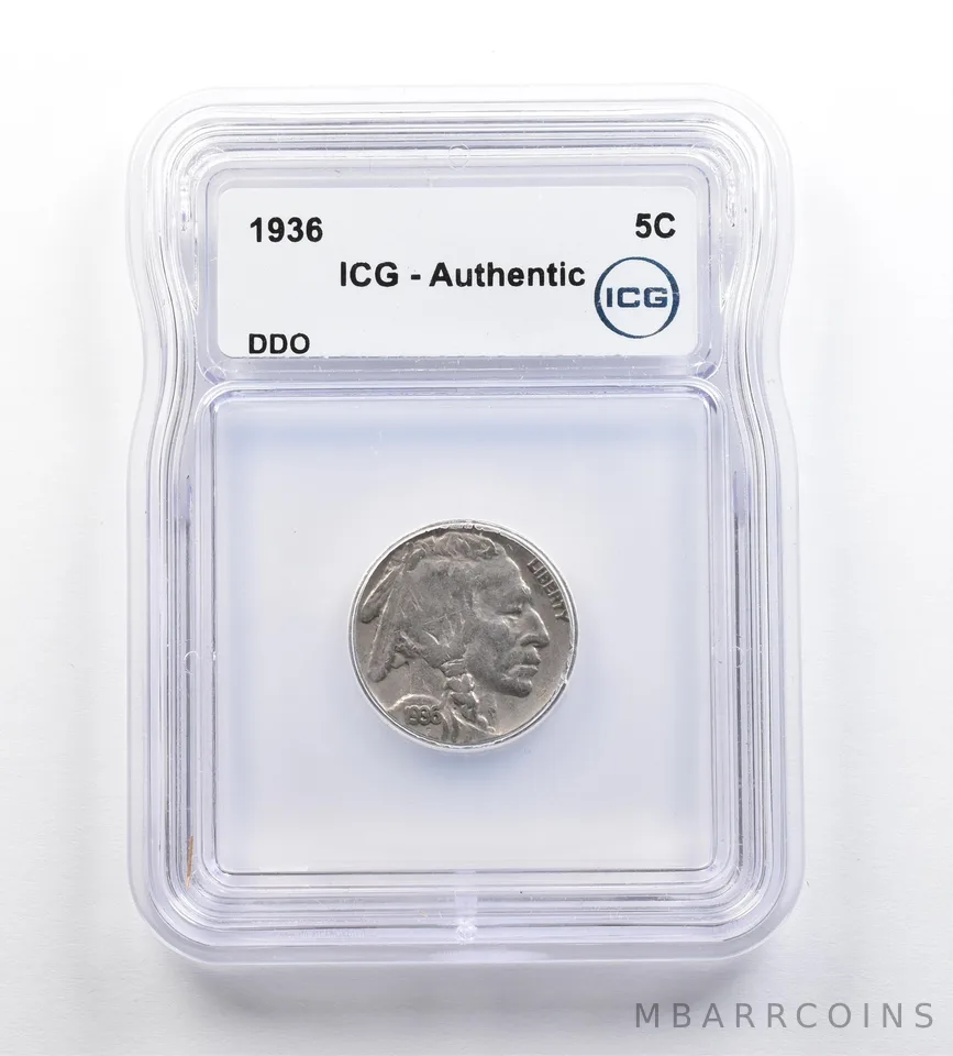 1936 Indian Head Buffalo Nickel DDO Authentic ICG *9196