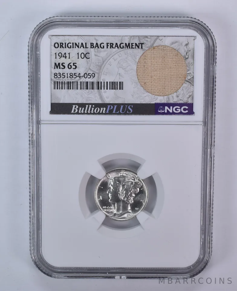 1941 Mercury Dime Original Bag Fragment MS65 NGC