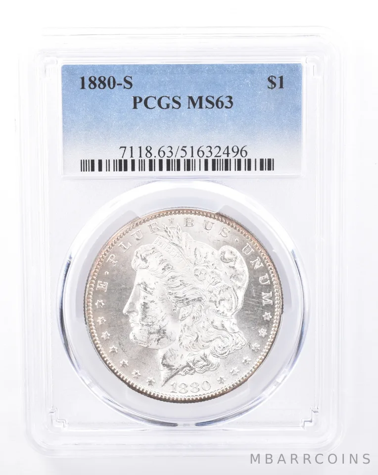 1880-S Morgan Silver Dollar MS63 PCGS Beautiful Tone Reverse *9431
